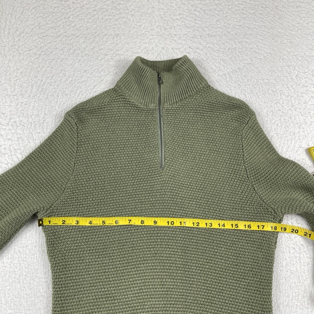 J Crew Sweater‎ Mens Medium Green 1/4 Zip Pullover Gorp Cabin Teacher Dad Office - Picture 8 of 14